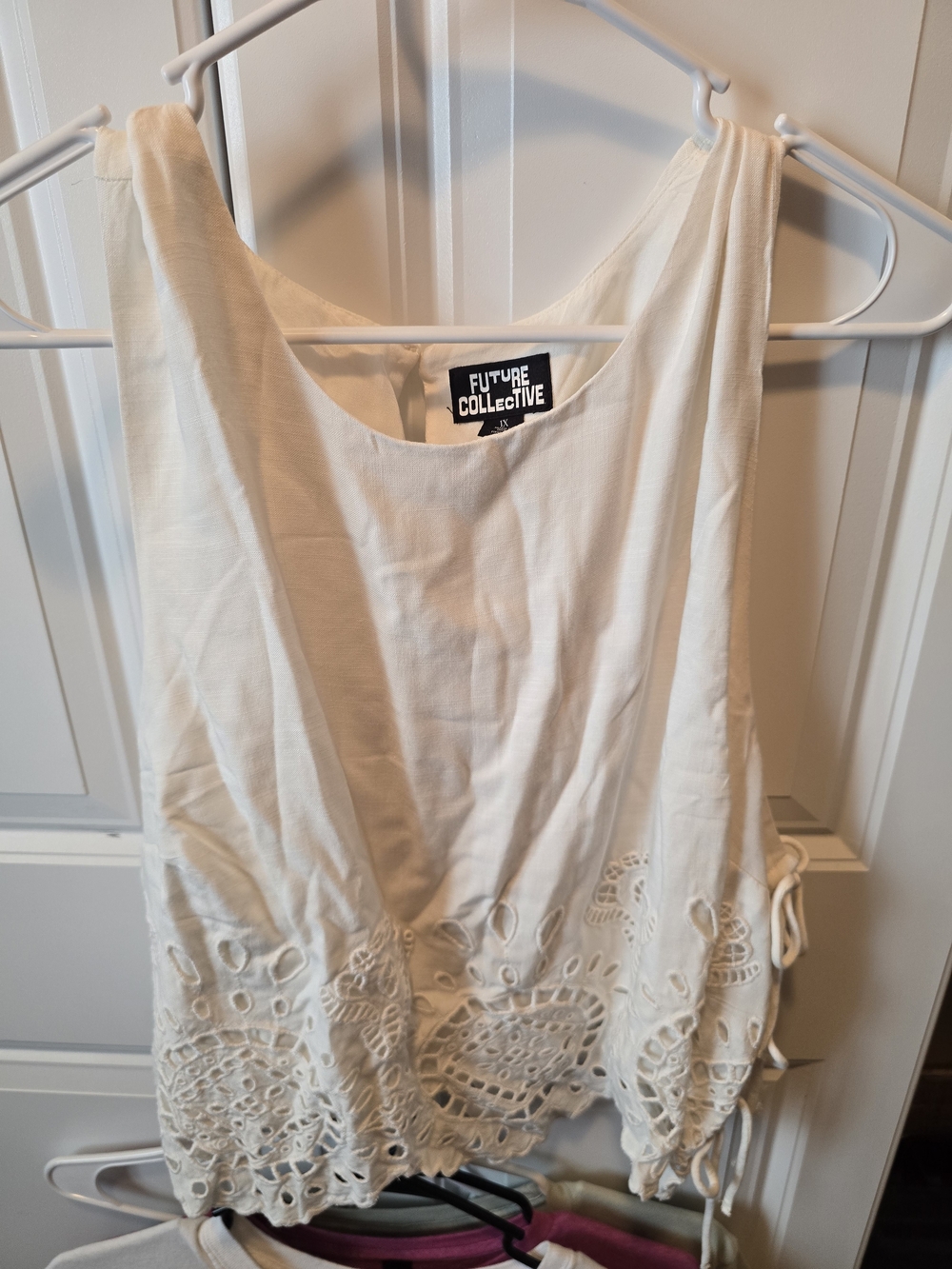 Women's Cream Eyelet Hem Tank Top Future Collective